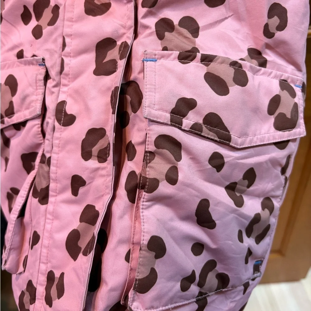 Mini Boden Pink Animal Print Waterproof Parka Size 5-6y
